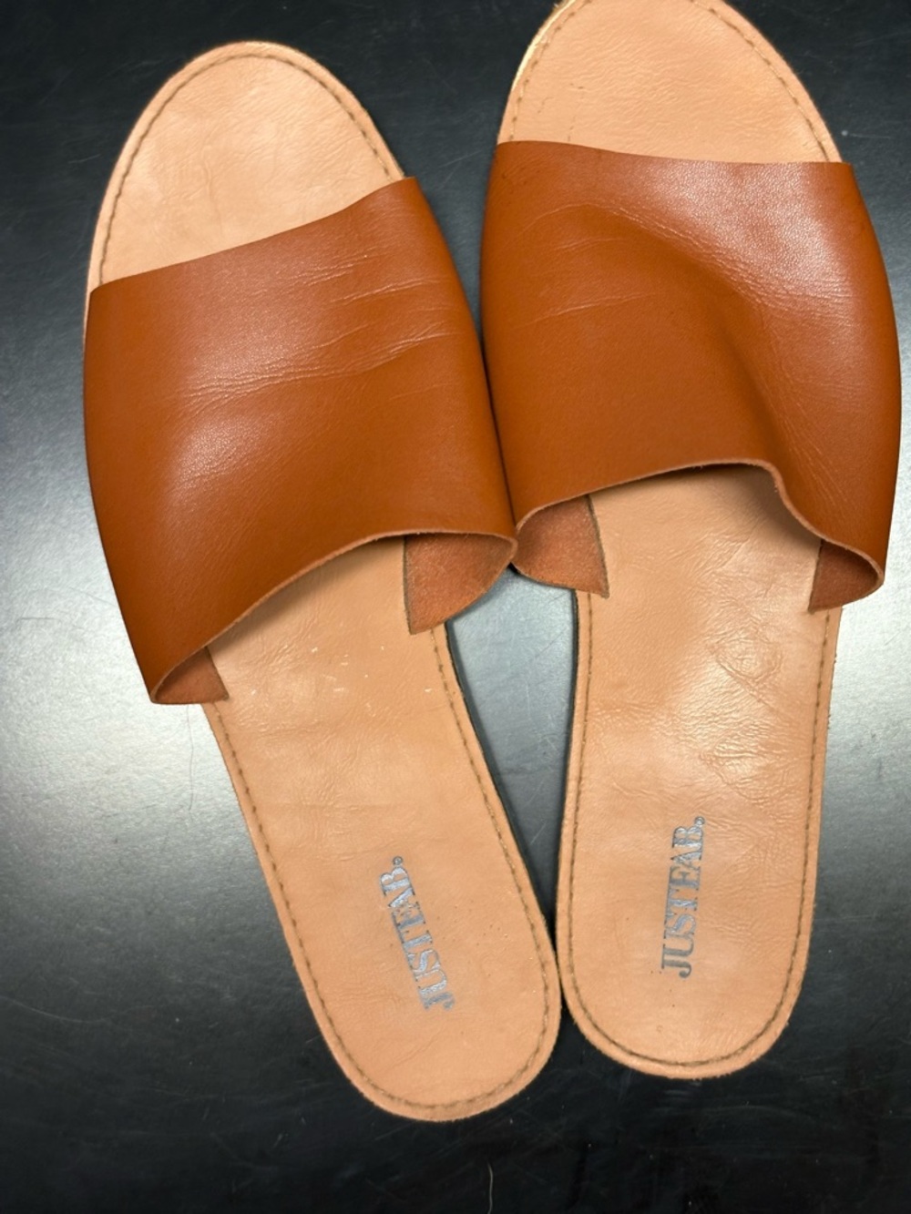 JustFab Brown Slide Sandals for Women